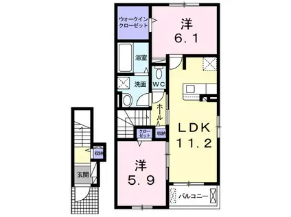 メルヴェーユ Ⅳ(2LDK/2階)の間取り写真