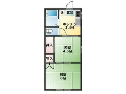 峰ハイツ(2K/1階)の間取り写真