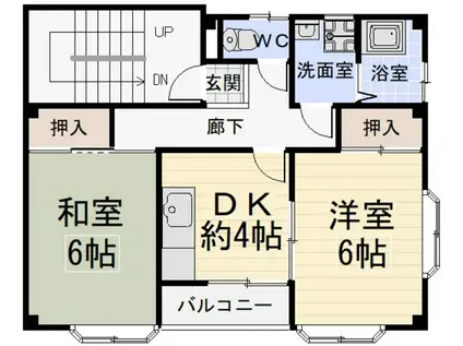 早川コーポⅡ(2DK/3階)の間取り写真