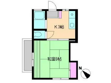 コーポリバーサイド(1K/1階)の間取り写真