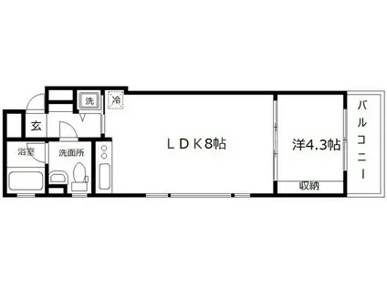 ルミエール東天満(1LDK/4階)の間取り写真
