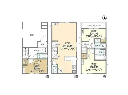 南武線 平間駅 徒歩6分 3階建 築4年(2SLDK)の間取り写真