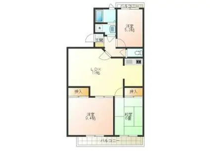 ラ・セゾン富士(3LDK/2階)の間取り写真