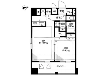 プレール・ドゥーク東京イースト Ⅳ RIVER SIDE(1LDK/12階)の間取り写真