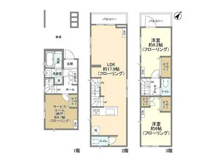 相模鉄道本線 鶴ケ峰駅 徒歩6分 3階建 築3年(2SLDK)の間取り写真