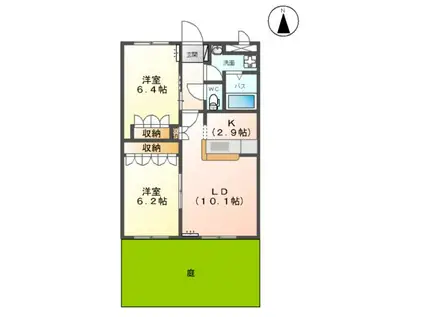 グリーンガーデン(2LDK/1階)の間取り写真