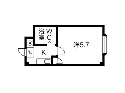 アパートメント亀岡(1K/3階)の間取り写真