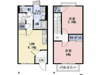 ハートブランシェ　Ａ(2LDK)の間取り写真