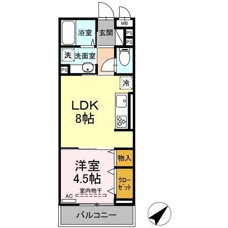 プランドールN Ⅱ(1LDK/3階)の間取り写真