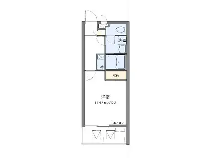 クレイノコーラルアイルⅢ(1K/1階)の間取り写真