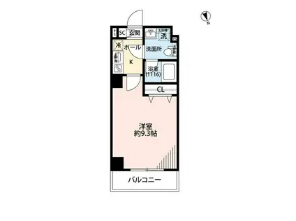 プレール・ドゥーク上中里(1K/5階)の間取り写真