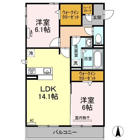 SALT VALLEY COURTⅡ(2LDK/3階)の間取り写真