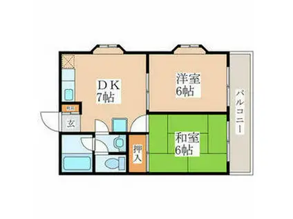 ワコーレエレガンス青梅(2DK/4階)の間取り写真