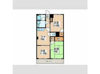 グリーンハイツ佳秀(3DK/5階)の間取り写真