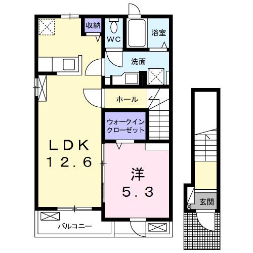ブローテ Ⅳ(1LDK/2階)の間取り写真