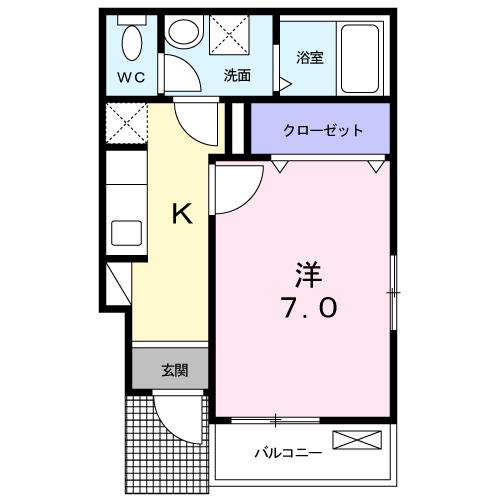 MARBLE3(1K/1階)の間取り写真