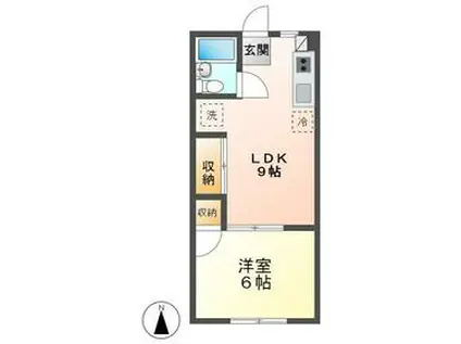 ハックベリーハイツ2(1LDK/3階)の間取り写真