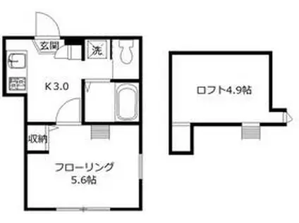 F H ASUKA(1K/1階)の間取り写真