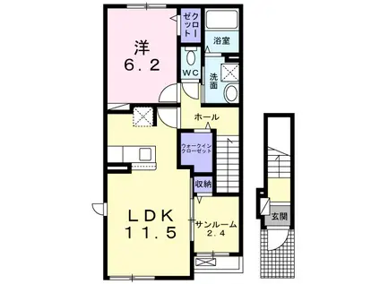 ベル フルール Ⅰ(1LDK/2階)の間取り写真