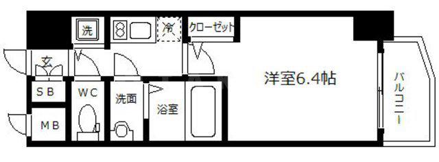 エスリード京橋ウエスト(1K/6階)の間取り写真