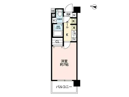 プレール・ドゥーク西川口Ⅱ(1K/5階)の間取り写真