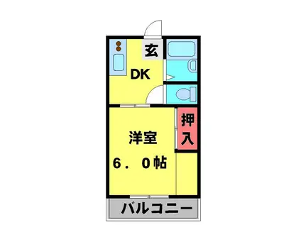 サンシティ梅郷(1K/1階)の間取り写真