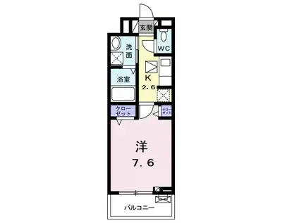 ソレアード・カミノ(1K/1階)の間取り写真