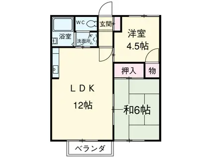 陽春ハイツB(2LDK/2階)の間取り写真