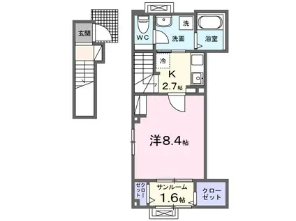 エリタージュ Ⅰ(1K/2階)の間取り写真