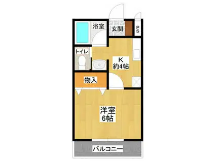 ラ・ポールハイツ(1K/2階)の間取り写真