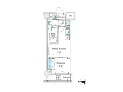 J.GRAN COURT 品川西大井WE(1DK/2階)の間取り写真