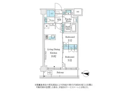 J.GRAN COURT 品川西大井WE(2LDK/2階)の間取り写真