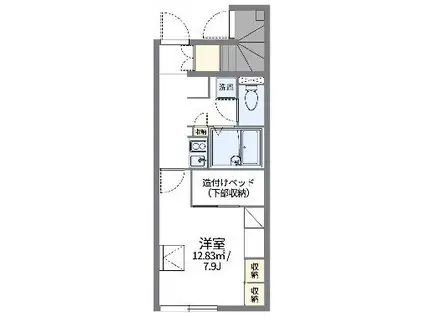 レオパレスグリチネ(1K/1階)の間取り写真