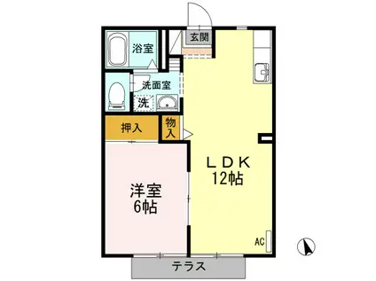 ヴァンテⅢ(1LDK/1階)の間取り写真