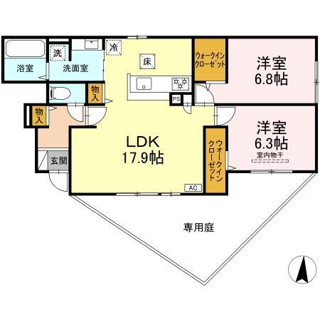 D-ROOM植村(2LDK/1階)の間取り写真