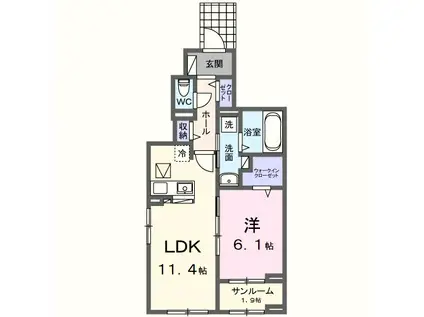 シャルマン酒門Ⅲ(1LDK/1階)の間取り写真