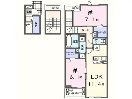 シャルマン酒門Ⅲ(2LDK/3階)の間取り写真