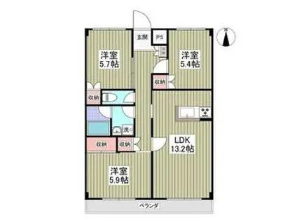 カーサ・ガレリアⅠ(3LDK/5階)の間取り写真