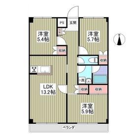 カーサ・ガレリアⅠ(3LDK/5階)の間取り写真