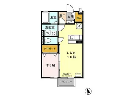 エクレール・コートⅠ・Ⅱ・Ⅲ(1LDK/2階)の間取り写真