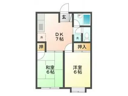 エルディム・タカヨシⅠ(2DK/1階)の間取り写真