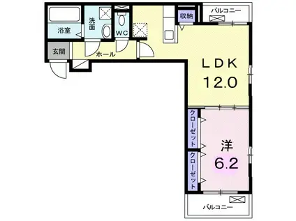FLORIAⅠ(1LDK/3階)の間取り写真