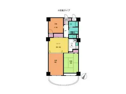 稲毛東映マンションA棟(3DK/6階)の間取り写真