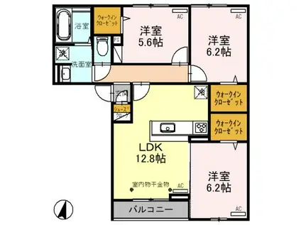 ファーストステージ飯田(3LDK/2階)の間取り写真