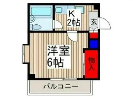 ラフェール浦和(1K/2階)の間取り写真