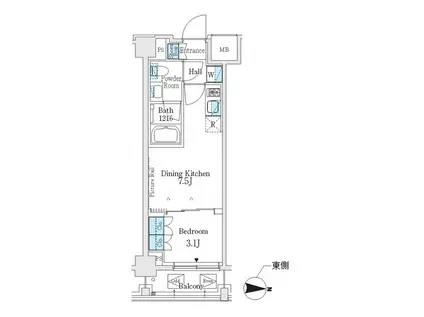 J.GRAN COURT 品川西大井EA(1DK/2階)の間取り写真