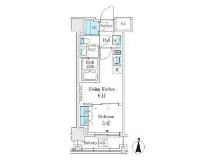 J.GRAN COURT 品川西大井EA(1DK/7階)の間取り写真