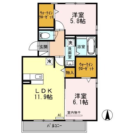 グラン・ブール(2LDK/1階)の間取り写真