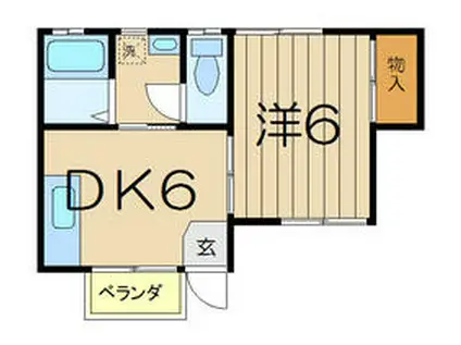 ハイムコヤマ(1DK/2階)の間取り写真