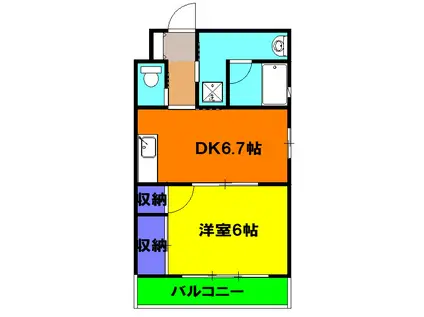 オーシャンS(1DK/3階)の間取り写真